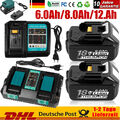 4x 6.0Ah Akku für Makita 18V BL1830 BL1860B 8000mAh / Ladegerät Neues Upgrade