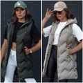 Steppweste Lange Weste Bodywarmer Kapuze Wärmejacke Damen Mix DSTREET S-2XL