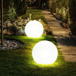 2x Solarkugel Außenleuchte Gartendeko weiß Erdspieß LED Kugellampe H 66,5 cm