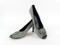 Tamaris Damen Schuhe Pumps High Heels Peeptoe Wildleder grau Gr. 41 (17369)