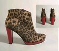 Tamaris Stiefeletten Gr.37 High Heels Boots Leopardmuster Merhfarbig Rot Braun