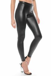 Damen Kunstleder Leggings Leggins Hose Leder-Optik Hohe Taille High-Waist 