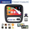 DAB+ 64G Android 13 Autoradio GPS Carplay +KAM Für Opel Vivaro B Renault Trafic