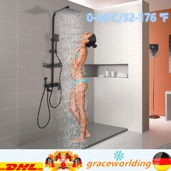 Regendusche Duschsystem Duschset Duschgarnitur Handbrause Badezimmer Schwarz