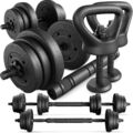 Trex Sport Hanteln Set 3in1 Set 20kg Kurzhanteln Langhantel & Kettlebell 2x10kg