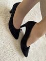 Getragene Gabor Pumps High Heels Schwarz Samt Wildleder Gr. 6, 39 Damen