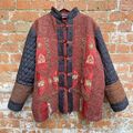 Phool Vintage Jacke Damen UK 18 Patchwork gesteppt indisch Wolle Boho Hippie