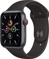 Apple Watch SE 44 mm Aluminiumgehäuse space grau am Sportarmband schwarz [Wi-Fi