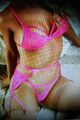 BH Set Straps String 2XL XXXL Vixen Neon Symphony Rosa 3teilig Dessous Set sexy