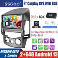 DAB+ Für Hyundai i30 2006-2011 9" Android 13 Autoradio Carplay GPS Navi 64G +KAM