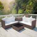 Garten Lounge Set mit Auflagen Gartensofa Gartenmöbel 4-tlg. Poly Rattan vidaXL