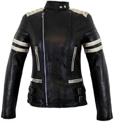 Damen Motorrad  Lederjacke Motorradjacke Retro Taillierter Schnitt Biker Jacke