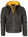 Bugatti - Herren Lederjacke Steppjacke Lammnappa schwarz / gelb