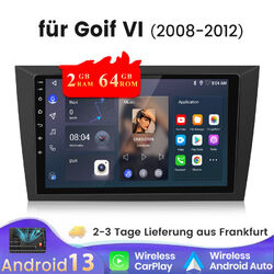 2+64GB Android 13 Autoradio CarPlay GPS Navi Für VW Golf VI 6 2008-2012 WIFI SWC