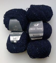 5 Knäuel Lana Grossa Classic Tweed Farbe 8 dunkelblau Wolle 250g