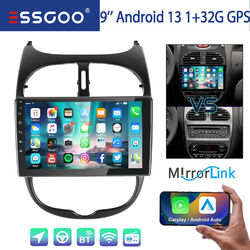 CarPlay 9" Autoradio Für PEUGEOT 206 206CC 206SW 2001-2016 Android13 GPS NAVI BT