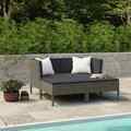 vidaXL 4-tlg. Garten-Lounge-Set mit Auflagen Poly Rattan Grau JIA