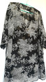 Masai transparente Viskose Blumen Tunika, schwarz weiß khaki, M