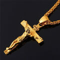 Herren Damen Halskette Jerusalem Christ Anhänger Kreuz Jesus Christus Gold