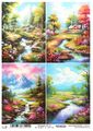 Reispapier A4 Strohseide Decoupage blühende Landschaft Blüten Blumen Bach RE6020