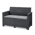 Keter Gartensofa "Emma" 2er Sofa, Poly Rattan 2 Sitzer Loungesofa Gartensofa