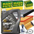 MANN FILTERSET+MANNOL 5W30 ÖL passend für 1.6+2.0 VW GOLF 7 PASSAT 3G AUDI A3 Q3