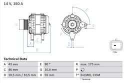 BOSCH Lichtmaschine Generator Lima 0 986 082 240 +66.94€ Pfand für OPEL P17 P2QO