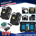 2X 9000mAh Akku Für Makita 18V BL1850 BL1830 BL1860B Led Anzeige / Ladegerät