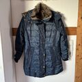 Damen Jacke Winterjacke blau mit Kunstpelz mit abnehmbarer Kapuze Gr. S/ M