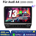 Für Audi A4 S4 RS4 2000-09 GPS WIFI 4G Android 13 Autoradio Carplay 4+64G GPS BT