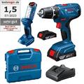 Bosch Akku-Bohrschrauber GSR 18V-21 inkl. GLI 18 V-300, 2 Akkus 2,0 Ah, L-CASE