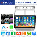 9" Android 13 2+64G Apple CarPlay Autoradio GPS Navi RDS Für Peugeot 307 2002-13