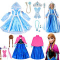 Kinder Mädchen Anna Elsa Prinzessin Kostüm Party Cosplay Fancy Kleid Hoodie Cape