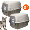 2x Katzenklo mit Deckel - Haube kippbar - große XXL Katzentoilette Doppelpack