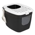 Katzentoilette Katzenklo mit Einstieg vorne und oben 54x44x41 cm Schwarz-Weiß