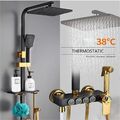 Schwarz+Gold Duschsystem mit Thermostat Mischer Duscharmatur Duschset für Bad DE