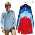  Fruit of the Loom Kinder langärmeliges Pique-Poloshirt lässig einfaches T-Shirt TOP 