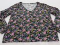 JACQUELINE DE YONG SCHWARZ MIT KLEINEN ROSA LILA BLUMEN BLUSE UK 12 - 14