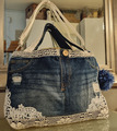 Jeanstasche Upcycling Unikat Handmade 52x36 cm