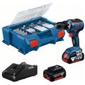 Bosch Akku-Bohrschrauber GSR 18V-55, incl. 2x Akku GBA 4 Ah, Ladegerät, 82-tlg.