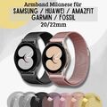 Für Samsung Huawei Amazfit Milanese Armband ✅ Magnet Loop 20mm 22mm Smartwatch