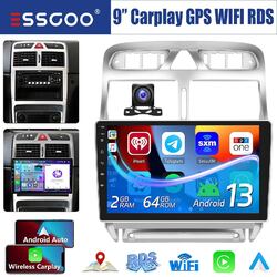 9" Android 13 Autoradio 2+64G CarPlay GPS Navi RDS KAM Für Peugeot 307 2002-2013