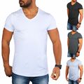 Carisma Herren uni Basic T-Shirt tiefer V-Ausschnitt dehnbar stretch 4066-4644