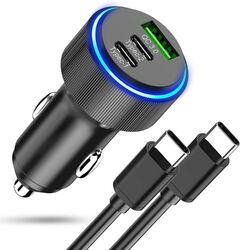 Zigarettenanzünder USB C Auto Ladegerät 66W PD&QC3.0 Kfz Ladegerät USB C Auto...