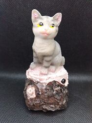 Katzen Deko Figur mit Bewegungsmelder und Lautsprecher 11cm aus Kunstharz