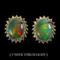 Valentinstag 925 Silber Ohrringe Oval Feuer Opal 10x8mm Saphir Edelstein Jewelry