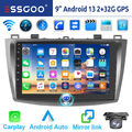 Android 13 32GB CarPlay Autoradio GPS Navi WIFI RDS Kamera Für Mazda 3 2010-2013