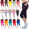 Caprihose 3/4 Hosen Damen Jogginghose Sport Fitness Baumwollmix 36-46