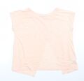 New Look Damen orange Polyester Basic T-Shirt Größe 14 Rundhalsausschnitt - Pfirsich in Farbe