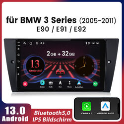 Carplay 2+32GB 9" Android13 Autoradio GPS Nav USB BT WIFI FM Für BMW 3er E90 SWC